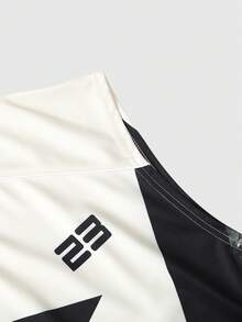 Manfinity EMRG 男士时尚街头风无袖背心，短款宽松套头衫，迷彩赛车图案，撞色设计，90年代复古街头风，适合复古、朋克、Y2K、简约风爱好者、说唱歌手，节日礼物、男友礼物、年轻休闲通勤、返校季秋冬季穿搭，也是送给足球爱好者的绝佳礼物。 - 卡其色 - 查看 6