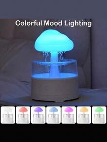 1 pieza Humidificador para el hogar, Humidificador en forma de nube de lluvia de colores, Máquina de aromaterapia con gotas de lluvia, Lámpara de ambiente para dormir, Luz nocturna en forma de nube de lluvia con 7 colores cambiantes, Adecuado para el hogar, la oficina y el dormitorio - Multicolor - Ver 3