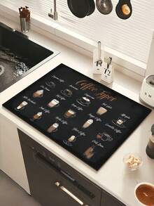 1PC Vintage Coffee Print Diatomite Drainage Mat Washable Absorbent Heat Insulation Tabletop Protection Kitchen Decor Accessory Home Kitchenware - Multicolor - View 13