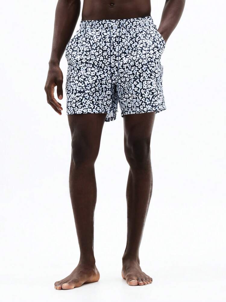 Patterned Swim Shorts With Abstract Print