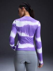Powerista Women's Breathable Tie-Dye Zipper Front Thumb Hole Cycling Jersey