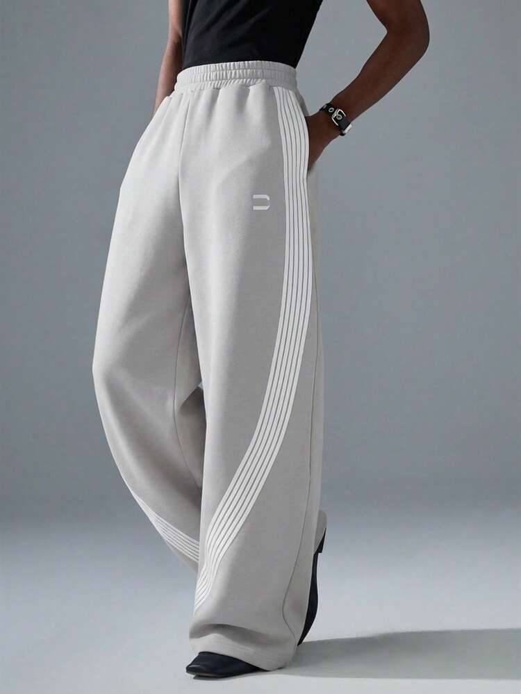 NEON BLANC Men's Street Style Loose Fit Gray Long Knit Sweatpants - Dark Grey - View 3