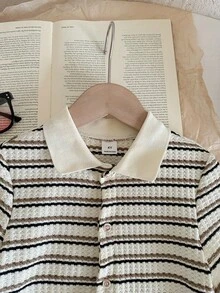 男童针织条纹 Polo 领休闲衬衫 - 彩色 - 查看 6