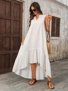 EMERY ROSE 女士纯色简约无袖连衣裙，日常穿着 - 白色 - 查看 10