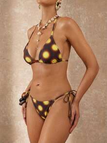 Lumalex 扎染黄色波点复古抹胸比基尼泳衣套装 - 彩色 - 查看 5
