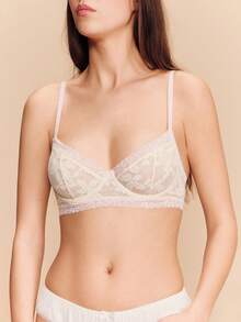 lacRébo Ecru And Pale Pink Lace Underwired Bra Romantic Style French Style Parisian Style Spring Summer Valentines Day - Champagne - View 1