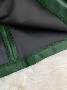 Franclia 女士时尚优雅派对百搭不对称金属扣装饰皮裙 - 墨綠色 - 查看 3