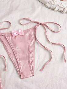 Crystal Vow 两件套丝滑柔软无钢圈性感睡衣套装，粉色 - 粉色 - 查看 10