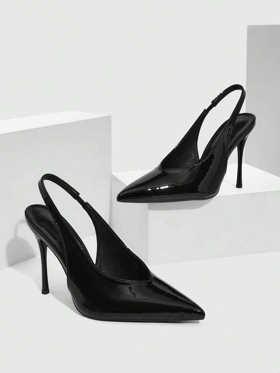 CUCCOO SZL Women's Elegant Pointed Toe High Heel Pumps For Commuting Valentine's Day - Black - View 1