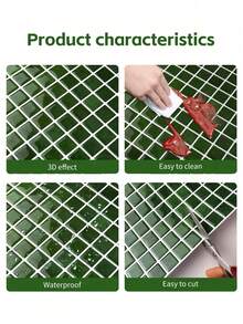 WoStick 简约格子图案清新壁纸，家居装饰 - 軍綠色 - 查看 2