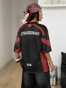 Coolane Été pour femmes Streetwear décontracté Sortie Athleisure Décontracté Graphique Respirant Maille Ample T-shirt en jersey, Décontracté pour femmes - Noir - Voir 6