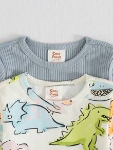 Cozy Pixies 4pcs Baby Boy Snug Fit Pajama Set - Round Neck Long Sleeve Top And Elastic Waist Long Pants Boys Pajama Sets Cotton Baby Pj Set Boy Baby Boy Clothes Dinosaur Baby Unisex Clothes Sets Baby Boy Clothes Long Sleeve - Multicolor - View 4