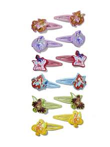 The Winx X SHEIN Bộ 12 kẹp tóc hình hoạt hình dễ thương, phụ kiện tóc dành cho nữ, thích hợp để kẹp tóc mái và tóc gãy theo phong cách Y2K. - Nhiều màu - Xem 4