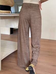 DAZY 女士直筒九分裤，宽松版型，优雅正式，春夏款 - 棕色 - 查看 2