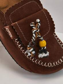 SHUZIA 女士休闲时尚复古流苏平底拖鞋 - 巧克力棕 - 查看 7