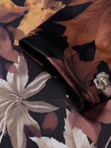 EGENSIO 男士数码树叶印花圆领长袖T恤 - 彩色 - 查看 3