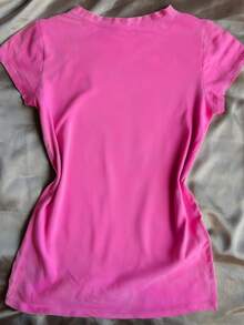 Glimmora Women's Casual Guitar Letter Print T-Shirt, Summer - Hot Pink - View 2