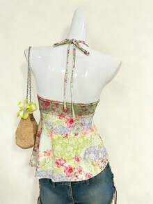 Lalippa 数码印花吊带无袖系带度假风夏季女式上衣 - 彩色 - 查看 2