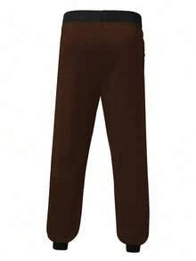 GymBeat Men's Casual Contrast Color Drawstring Waist Jogger Pants - Camel - View 2