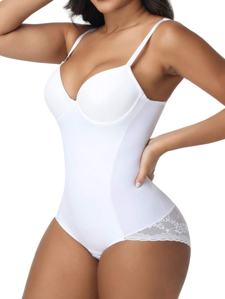 Fashionable Minimalist Cup Design Women's Shapewear Jumpsuit - White - View 1