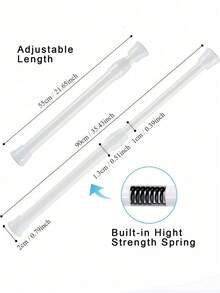 Adjustable Space Divider Rod - 2 Packs Spring Tension Rod, No Drill For Hanging Curtains, Clothes, Room Partition - White - View 10