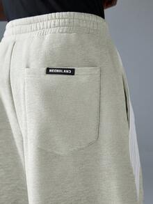 NEON BLANC Men's Street Style Loose Fit Gray Long Knit Sweatpants - Grey - View 5