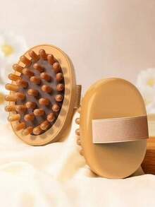 Body Anti Cellulite Brush Soothing Wooden Essential Oil Spa Air Cushion Massage Hair Comb Scalp Massage Brush Body Massager Gym Accessories - Brown - View 5