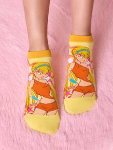 The Winx X SHEIN 6 đôi tất cổ ngắn mềm mại, thoáng khí, thấm hút mồ hôi dành cho nữ và bé gái, họa tiết hoạt hình dễ thương, thời trang và đáng yêu, màu kẹo ngọt, mũi và gót được gia cố để tăng độ bền, phù hợp mọi mùa hè và đông, họa tiết đồ họa, phong cách Y2K. - Nhiều màu - Xem 7