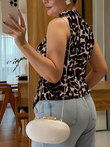 Vionelle 大码女士优雅无袖豹纹吊带背心 - 杏色 - 查看 2