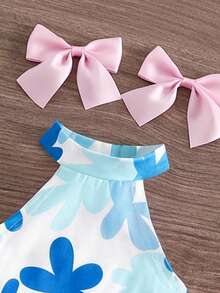 SHEIN Babygirl 2pcs Set, Fashionable Heart Knitted Halter Top And Flare Pants - Multicolor - View 8