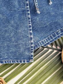 Soleia 女士休闲牛仔短裤，蓝色 - 中等水洗藍 - 查看 6