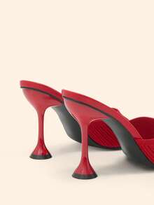 CUCCOO BASICS 女士时尚日常穿搭高跟穆勒凉鞋，适合圣诞节和情人节 - 大紅色 - 查看 5