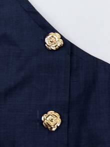 Franclia 大码女装时尚百搭S型性感露肩金属扣装饰上衣，浪漫露肩上衣，适合春夏和情人节穿着 - 寶藍色 - 查看 6