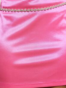 Zyxie Women's Fashionable Sexy Solid Color Halter Backless Mini Dress - Pink - View 6
