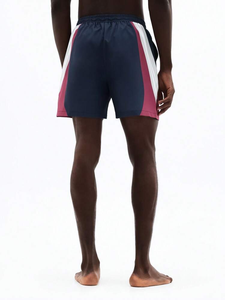 Colorblock Board Shorts With Side Stripes