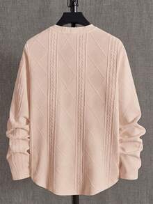 NEON BLANC Men's Letter Graphic Crew Neck Casual Long Sleeve T-Shirt Mens Casual Tops Men Casual Long Sleeve Shirts Men Knit Tops - Apricot - View 2