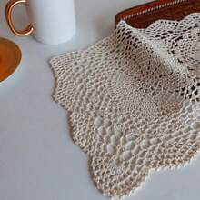 1 Piece/2 Pieces/4 Piece Set Of Handmade Crocheted Lace Placemats, Rectangular Lace Tablecloths, Heat-Resistant Coasters, Table Flags, Suitable For Table Decoration On Holidays Such As Thanksgiving And Christmas, Available In Beige/White - Beige - View 7