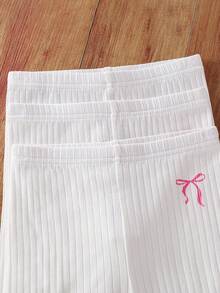 SHEIN 女婴3件套/组 女童纯色修身休闲打底裤 - 白色 - 查看 9
