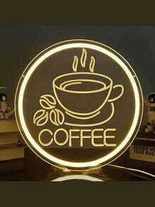 1PC Coffee Neon Sign,Multi-Purpose, Wall Hanging Decoration For Coffee Bar, Tea Station, Restaurants, Farm, Kitchen,Coffee Shop Dessert Store Bag Shop Sign Hanging Wall Shop Window Decorative Light - Multicolor - View 2