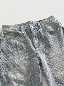 ROMWE MEN 男士休闲日常通勤时尚街头水洗牛仔短裤，夏季 - 藍色 - 查看 3