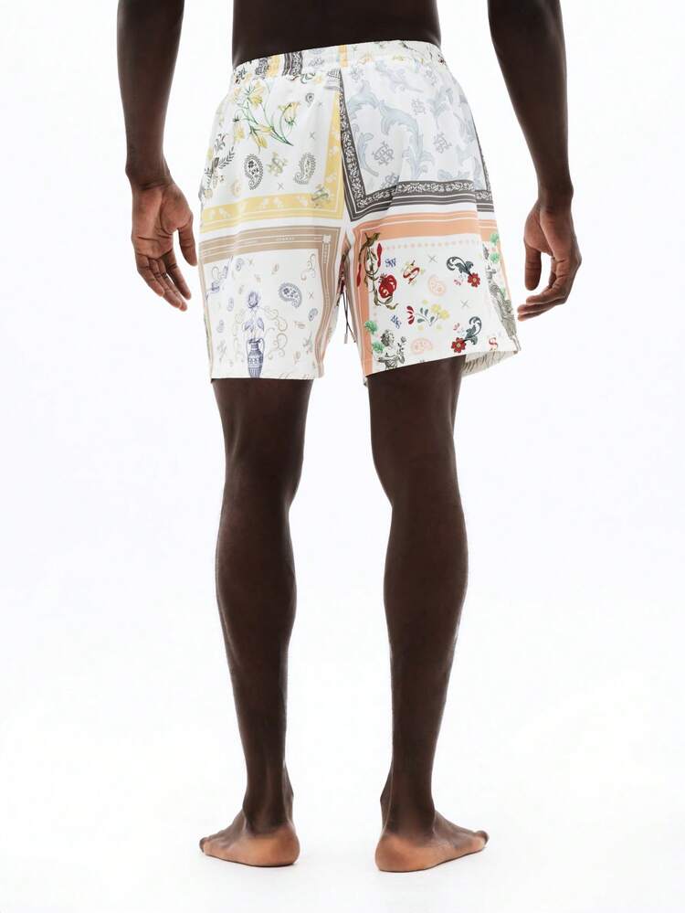 Bandana Patchwork Print Swim Trunks