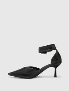 CUCCOO BIZCHIC Sandalias de tacón alto de unicolor minimalista para mujer, Día de San Valentín - Negro - Ver 10
