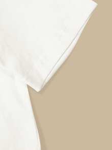 Franclia Áo thun ngắn tay ôm dáng cổ thêu dành cho nữ - trắng - Xem 5