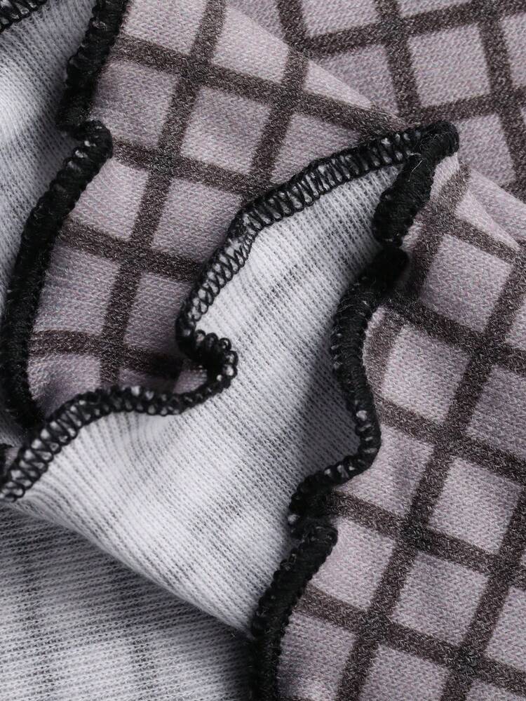 Sweet Plaid Contrast Color Lace Decor Deep V-Neck Camisole Fitted Short Women Nightgown