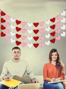 Dây trang trí hình trái tim treo ngày Valentine, vòng hoa trái tim bằng nỉ màu đỏ hồng trắng cho lễ kỷ niệm, đám cưới, sinh nhật, trang trí nhà cửa, quà tặng ngày Valentine, trang trí phòng. - Nhiều màu - Xem 2