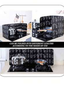 2pcs/1pc Kitchen Oil Splash Guard, Cooking Splash Proof Board, Gas Stove Splash Water Shield, Multifunctional Foldable High Temperature Resistant Aluminum Foil Oil Splash Guard - Multicolor - View 3