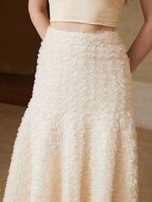 MOTF PREMIUM 女士春夏网纱飘逸半身裙 - 米色 - 查看 2