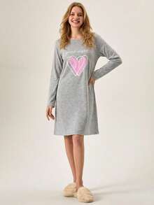 Loomlin 女士棉质 & 心形印花睡裙