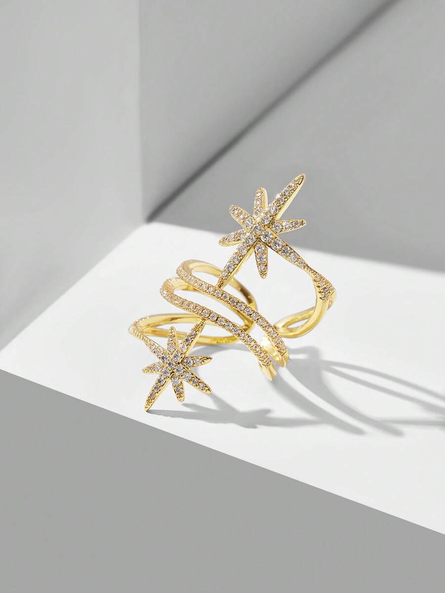 MOTF PREMIUM LUXURY AESTHETIC NICHE DESIGN RHINESTONE RING FOR WOMEN - Gold - View 2