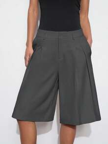 Maija Women's Casual Loose Wide Leg Pants, Solid Color, Suitable For Summer, Autumn, Urban Commute, Business Casual, Office Wear, Teacher Attire - Dark Grey - View 6